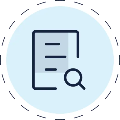 icon of a paper with a magnifying glass