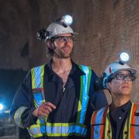 Students inspecting in the tunnel